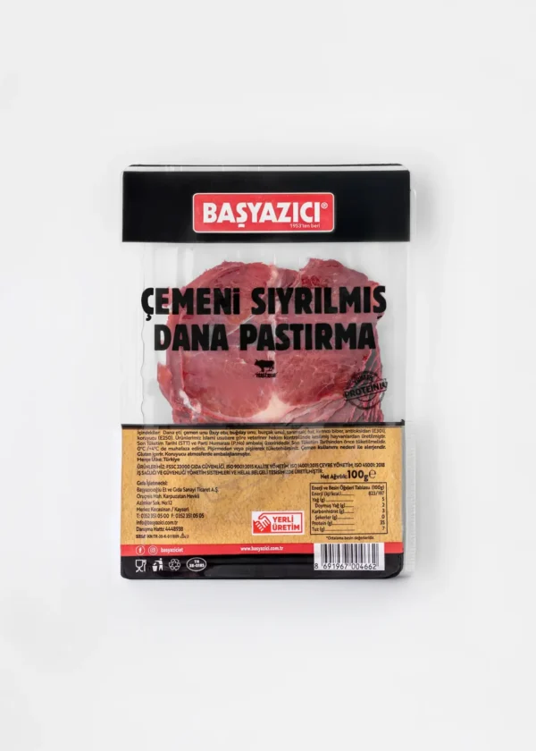 BAŞYAZICI ÇEMENİ SIYRILMIŞ DANA PASTIRMA 100 GR