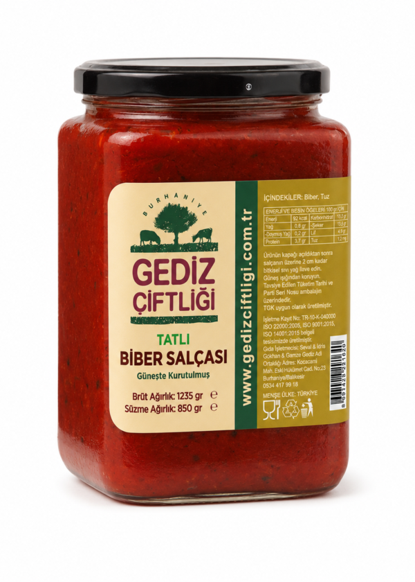 TATLI BİBER SALÇASI / GÜNEŞTE KURUTULMUŞ - 850 GR