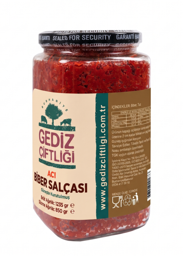 ACI BİBER SALÇASI / GÜNEŞTE KURUTULMUŞ - 850 GR